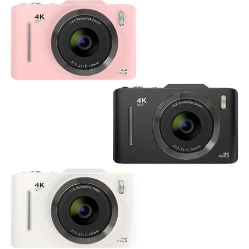 pink48 megapixel Vlog camera, 32GB memory card – webcam, image stabilization, 2.8-inch IPS screen, CCD digital camera, high-value zoom camera