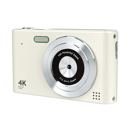 Appareil photo de voyage rétro 4K blanc, mémoire 32&nbsp;Go + lecteur de carte – Prise de vue multimode, flash intégré, CCD rétro HD
