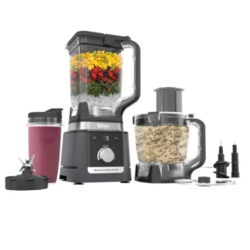 Refurbished - Ninja CO905KS Deluxe Kitchen System, 1600 WP Auto-IQ Base, 88-oz. Picther, 9-cup Deluxe Food Processor, Single-Serve Cups