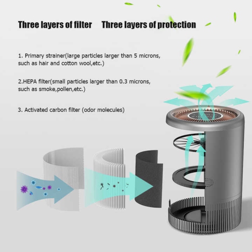 Home Air Purifier – Triple Filtration, PM2.5 and Odor Removal, Smart App, Auto Mode – Allergy and Pet Friendly(black)