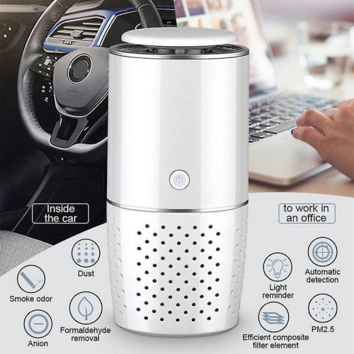 USB air purifier with negative ion technology - three speeds, 35dB silent, auto mode, suitable for home/office/car/desktop - removes odors,