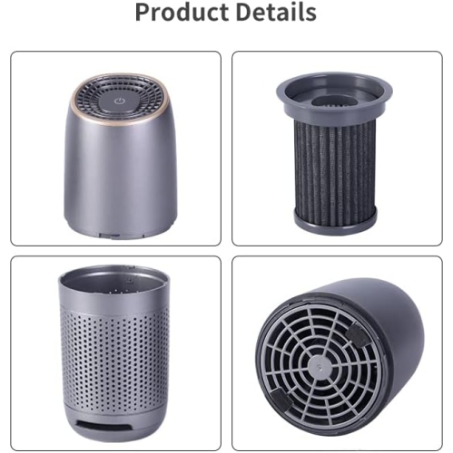 Portable HEPA Car and Travel Air Purifier - 360° filtration, three silent wind speeds, plug and play - Effectively removes PM2.5, pet dander and