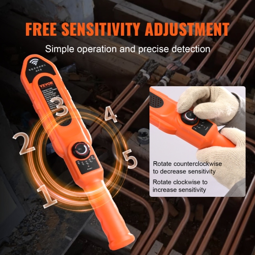 VEVOR 100ft/30m Pipe Locators, PVC Pipe Locators Underground, IP67 Waterproof Pipe Blockage Detector with Adjustable Sensitivity, Sewer Wall Scanner