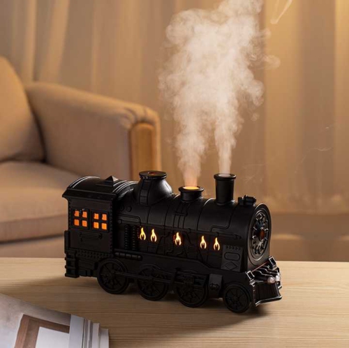 Train humidifier, 300 ml, with remote control, 2 lights 2 mist modes, automatic shut-off air humidifier for bedroom humidifier, small size, suitable