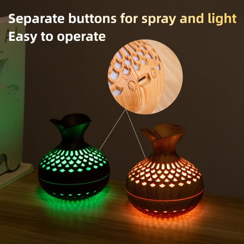 Colorful cool mini humidifier, flower shape humidifier, USB personal desktop humidifier dark wood grain