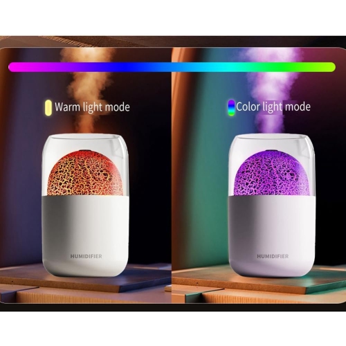 Mist humidifier, crack volcano humidifier usb silent large fog volume colorful atmosphere light home bedroom