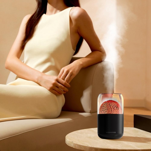 Mist humidifier, crack volcano humidifier usb silent large fog volume colorful atmosphere light home bedroom