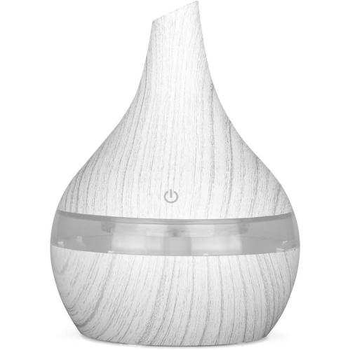 GREEN SCENIC  USB Electric Aromatherapy Diffuser, Led Night Light Ultrasonic Humidifier for Bedroom Meditation Gift - Bevel Wood Grain Color In White