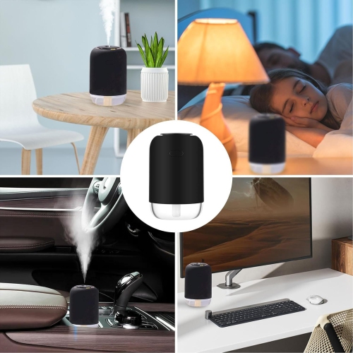 Cool Mist Humidifier with LED Night Light, Portable Mini USB Desktop Humidifier Aromatherapy Essential Oil Diffuser for Living Room - Black