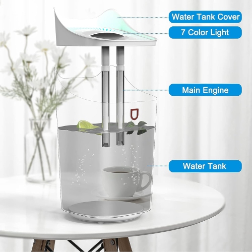 Large capacity humidifier for home bedroom desktop spray with atmosphere light top water injection cold mist air humidifier - double spray - 3L