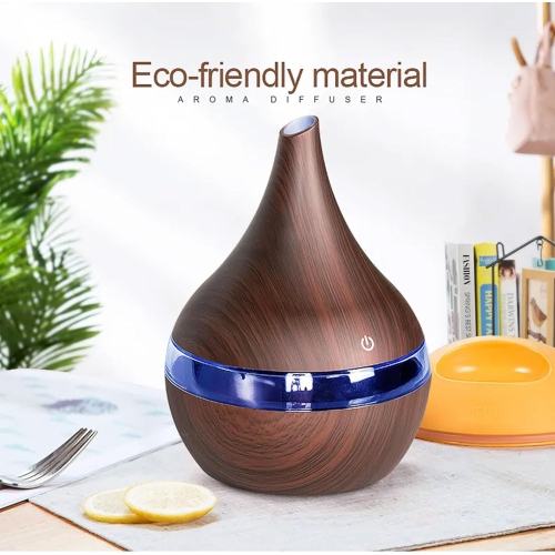 USB Electric Aromatherapy Diffuser, LED Night Light Ultrasonic Humidifier for Bedroom Meditation Gift - Bevel Light Wood Grain