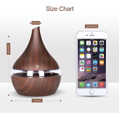 USB Electric Aromatherapy Diffuser, LED Night Light Ultrasonic Humidifier for Bedroom Meditation Gift - Bevel Light Wood Grain