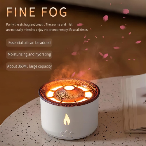 L'humidificateur volcan, deux modes de vaporisation, les effets de lumière rouge et bleue, peut être utilisé comme veilleuse, facile à nettoyer,