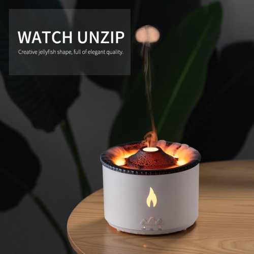 L'humidificateur volcan, deux modes de vaporisation, les effets de lumière rouge et bleue, peut être utilisé comme veilleuse, facile à nettoyer,