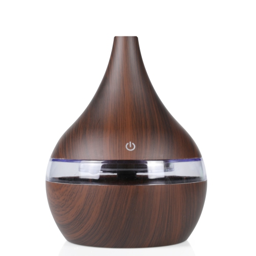 USB Electric Aromatherapy Diffuser, LED Night Light Ultrasonic Humidifier for Bedroom Meditation Gift - Flat Mouth Dark Wood Grain