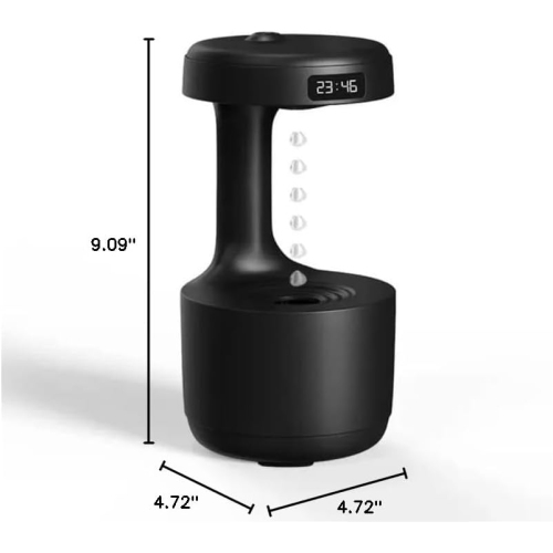 Droplet Air Humidifier Anti-Gravity Ultrasonic Cool Mist Night Light Gravity-Free Sprayer with LED Night Light, Black