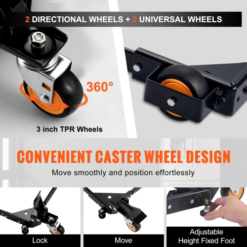 VEVOR 650 lbs Weight Capacity Mobile Base, Adjustable from 12" x 12" to 36" x 36", Universal Base Stand with Swivel Wheels,for Woodworking Equipment,