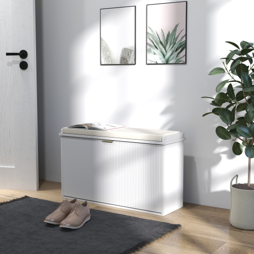 Banc à chaussures de HOMCOM avec coussin de siège rembourré et tiroir rabattable, banc d'entrée pouvant accueillir jusqu'à 265&nbsp;lb,