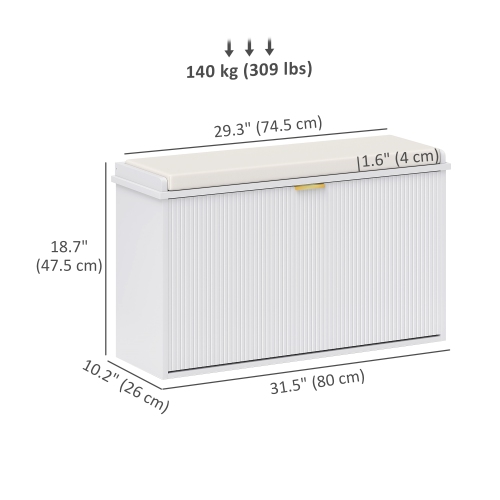 Banc à chaussures de HOMCOM avec coussin de siège rembourré et tiroir rabattable, banc d'entrée pouvant accueillir jusqu'à 265&nbsp;lb,