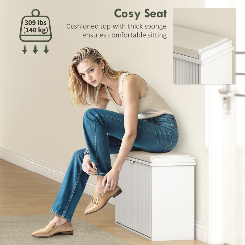 Banc à chaussures de HOMCOM avec coussin de siège rembourré et tiroir rabattable, banc d'entrée pouvant accueillir jusqu'à 265&nbsp;lb,