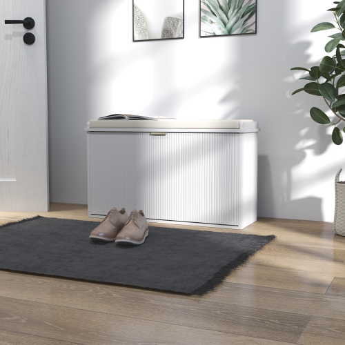 Banc à chaussures de HOMCOM avec coussin de siège rembourré et tiroir rabattable, banc d'entrée pouvant accueillir jusqu'à 265&nbsp;lb,