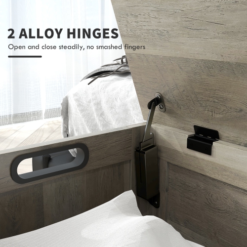 HOMCOM – Coffre de rangement moderne avec 2 charnières de sécurité et poignées découpées, banc de rangement pour le salon, banc à chaussures pour