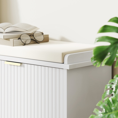 HOMCOM Shoe Bench with Padded Seat Cushion and Flip-Drawers, Entryway Bench Holds up to 529lb, Shoe Organizer for Living Room, Holds 10 Pairs, 40.9 x