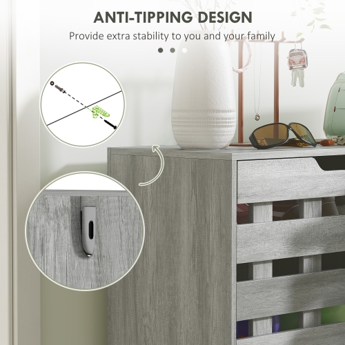 HOMCOM Modern Shoe Cabinet with Hollowed-Out Doors and 5-tier Open Shelves, 21 Pair Shoe Storage Cabinet for Entryway, Hallway, Living Room,