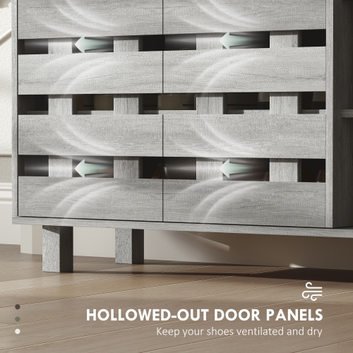 HOMCOM Modern Shoe Cabinet with Hollowed-Out Doors and 5-tier Open Shelves, 21 Pair Shoe Storage Cabinet for Entryway, Hallway, Living Room,