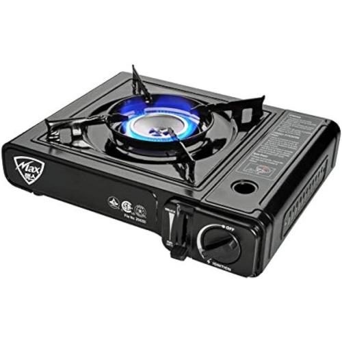 Réchaud à gaz Max MS-2500, jusqu'à 8000&nbsp;BTU, réchaud de camping noir, avec étui de transport