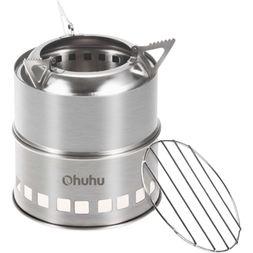 Mini réchaud de camping avec grille et sac de transport, réchaud à bois portatif en acier inoxydable de Camp Stove de camping avec sac à dos pour