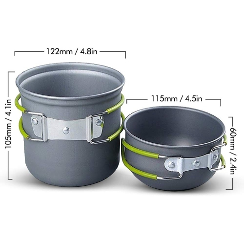 Outdoor Camping Cookware Backpacking Bowl Pot+ Mini Canister 2 pieces set Stove Burner Foldable