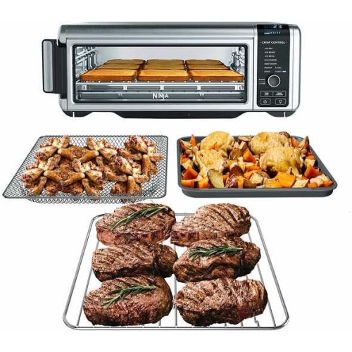 Remis à neuf - Four friteuse à air chaud numérique 10-en-1 FT205CO de Ninja avec très grande capacité, hauteur étendue, boîtier en acier inoxydable