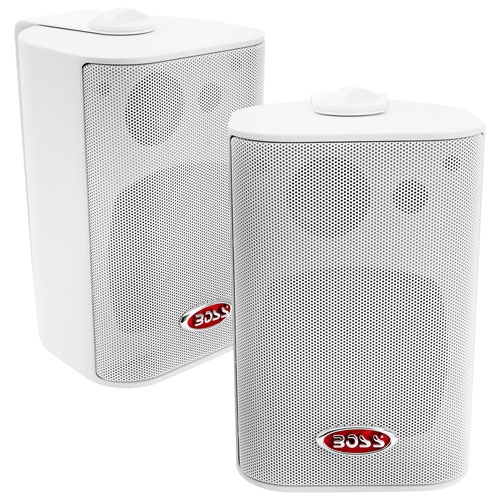 Image 1 de 2.. Remis à neuf - Système de haut-parleurs 3 voies intérieur/extérieur 200 W MR4.3&nbsp;W de Boss Audio - Blanc - Paire
