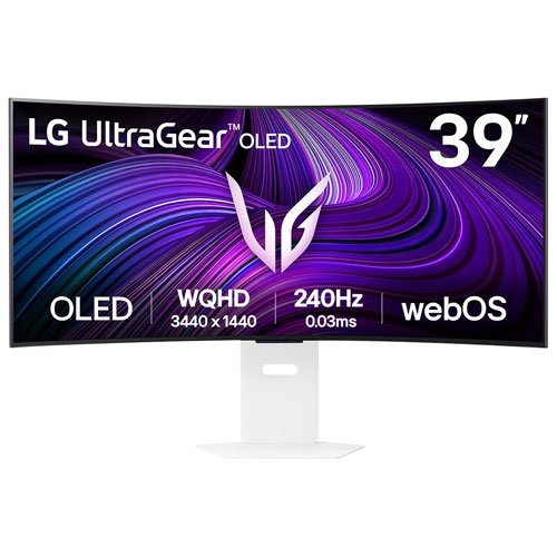 LG UltraGear 39" WQHD 240Hz 0.03ms GTG Curved OLED G-Sync FreeSync Gaming Monitor - White