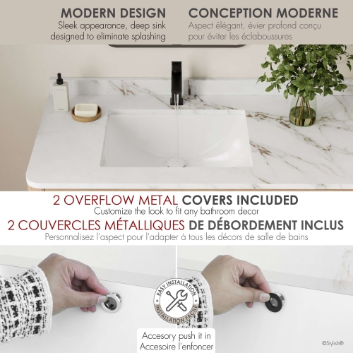 20.75" W x 15.5" D White Rectangular Undermount Bathroom Sink