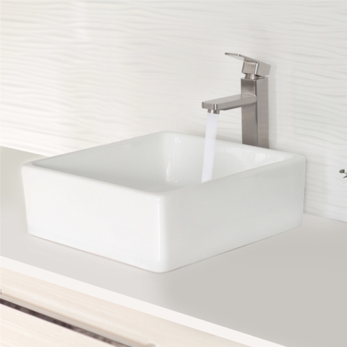 Porcelain Square Vessel Bathroom Sink - White Colour