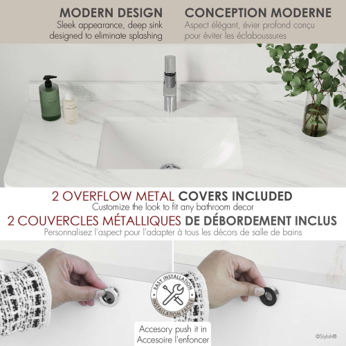 18.25"W x 13"D White Rectangular Undermount Bathroom Sink