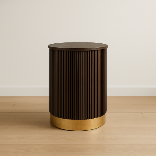 VAST Contemporary Fluted Side Table - Dark Brown