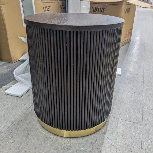 VAST Contemporary Fluted Side Table - Dark Brown