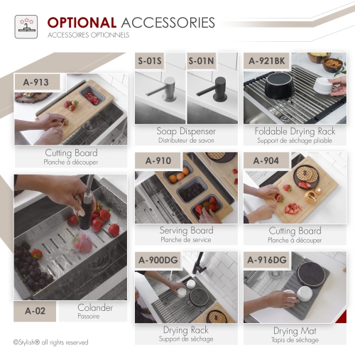 Stylish Dual-Mount 30 inch Stainless Steel 18 G Double Bowl Kitchen Sink with Grids S-304TG