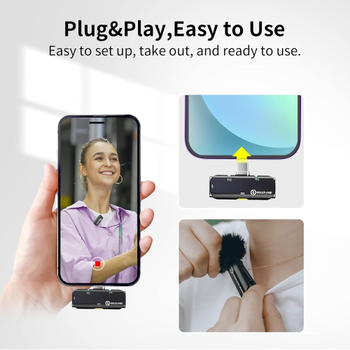 Hollyland Lark C1 Lavalier Microphone for Android, Plug and Play, Noise Cancelling Lapel Mic with 656ft Transmission, 32H Working Time, Android