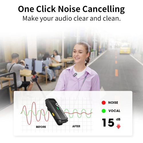 Hollyland Lark C1 Lavalier Microphone for Android, Plug and Play, Noise Cancelling Lapel Mic with 656ft Transmission, 32H Working Time, Android