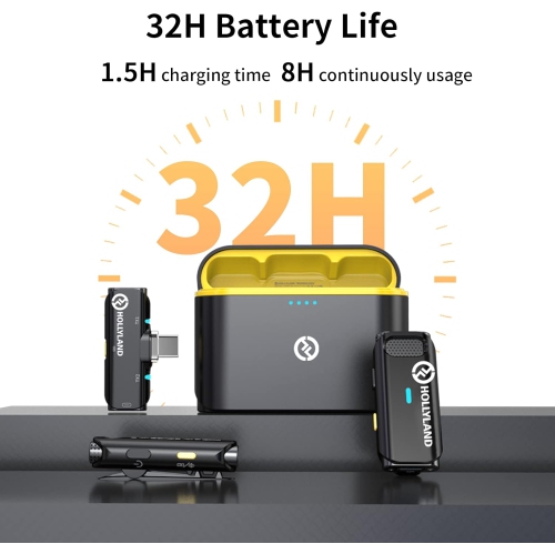 Hollyland Lark C1 Lavalier Microphone for Android, Plug and Play, Noise Cancelling Lapel Mic with 656ft Transmission, 32H Working Time, Android