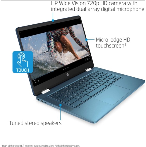 HP 14" HD Touchscreen Celeron N4020 4GB 64GB Intel UHD Graphics 600 ChromeOS Forest Teal Refurbished Fair