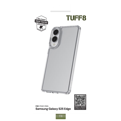 Étui rigide ajusté de TUFF8 pour Galaxy S25 Edge - Transparent