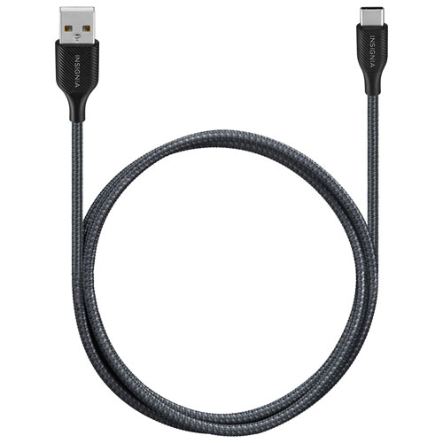 Insignia 3m/1.8 m/1.2m Braided USB-C to USB-A Cables - Set of 3 -Charcoal - Only at Best Buy