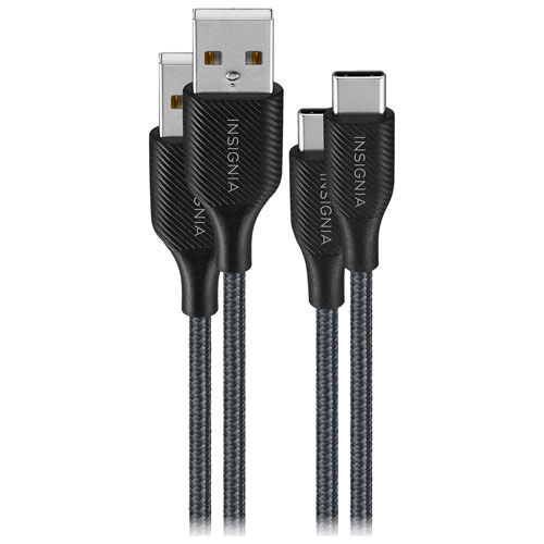 Insignia 1.8m Braided USB-C to USB-A Cable (NS-MCA6CAB2-C) - 2 Pack - Charcoal - Only at Best Buy