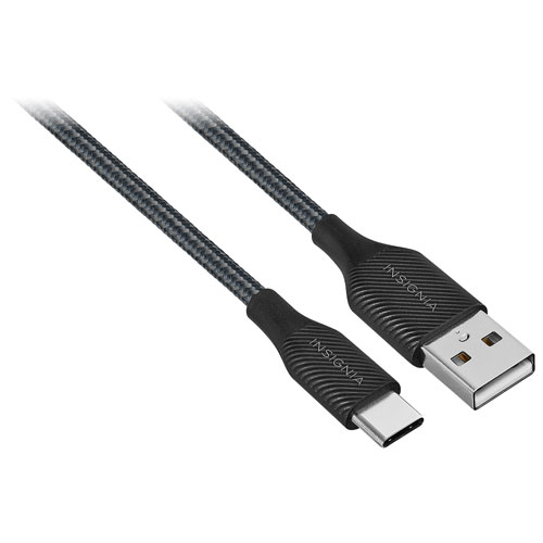 Insignia 1.8m Braided USB-C to USB-A Cable (NS-MCA6CAB2-C) - 2 Pack - Charcoal - Only at Best Buy