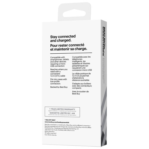 Best Buy Essentials 1.5m Micro USB to USB Cable (BE-MMA522K-C) - Black - Only at Best Buy
